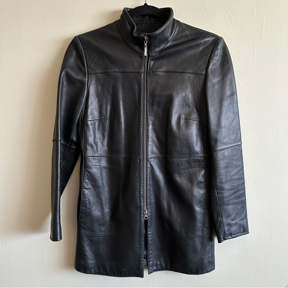 Vintage Nordstrom’s Classiques Entier black leather racer jacket - XS Petite